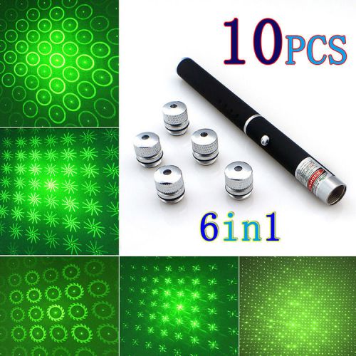 10pcs Green Laser Pointer Pen Beam Light 5mW Lazer High Power 532nm 6 in 1