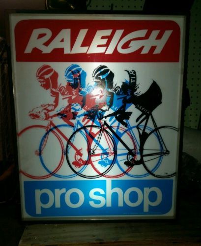 1974,raleigh pro shop bike dealer sign fluorescent vintage working rare look for sale