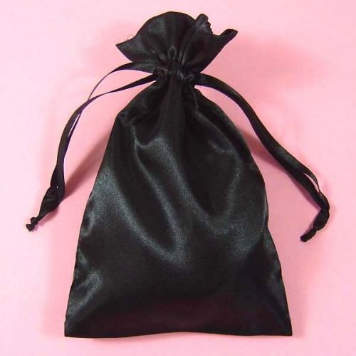 10 Satin Drawsting Pouches 5&#034;x 8&#034; BLACK Jewelry Bags