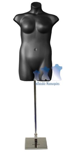 Female Plus Size Black and Tall adjustable Mannequin Stand with 10&#034; Square Base
