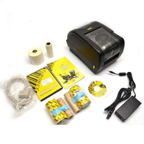 Wasp wpl305 desktop barcode/thermal label printer w/ cd, power cable &amp; labels for sale