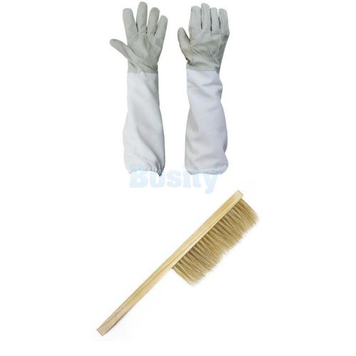 Beekeeping Gloves Goatskin Bee Keeping Long Sleeves + Beekeeper hive Brush Tool