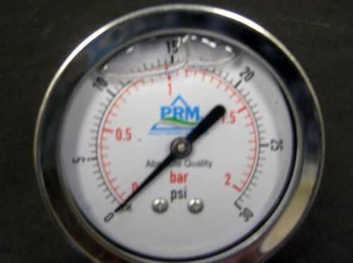 0-30 PSI PRM Pressure Gauge 2.5 Inch Stainless Steel Case Brass 1/4&#034; NPT Back