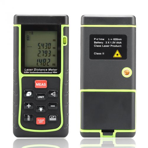 Laser distance measurer meter - 0.05 to 40 meter range, spirit level, carry case for sale