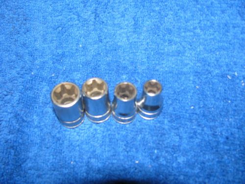 SNAP ON 3/8 DRIVE SOCKET LOT OF 4 TORX-  FLE TYPE SOCKETS