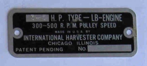 International harvester type lb 3 - 5 h.p.  nametag throttle governor for sale