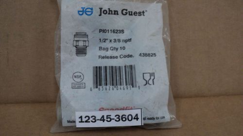 JOHN GUEST PI-011623-S Connector,Male,Pk10   1/2&#034; x 3/8