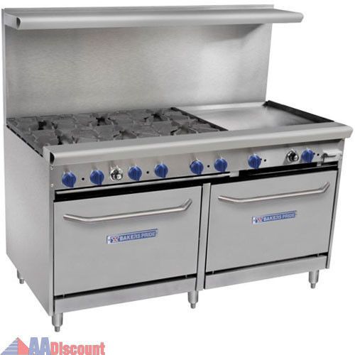 Bakers pride range 60&#034; 6 burner 24&#034; raised griddle gas 60-bpv-6b-rg24-s26 for sale