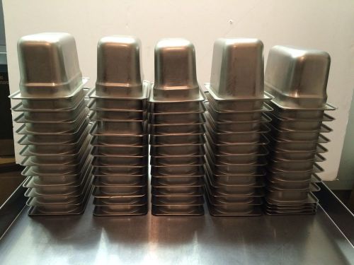 Lot of 61 pieces winco spjl-904 stainless steel 1/9 size steam table pan for sale