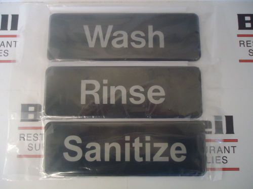 *NEW* 3&#034; x  9&#034; Sign Set - WASH, RINSE, &amp; SANITIZE