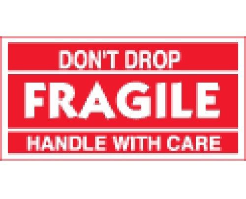 4x6 &#034;fragile - don&#039;t drop - handle with care&#034; red/white 500 labels on roll for sale