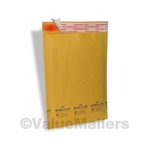 250 #0 KRAFT 6.5x10 ECOLITE  BUBBLE MAILERS PADDED ENVELOPES BAGS DVD CD