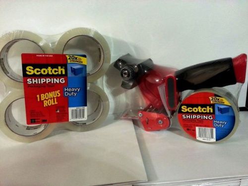 5-Rolls SCOTCH 3M HEAVY DUTY Clear Packaging Shipping TAPE + Free Dispenser!!!