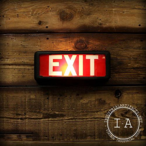 Vintage hanging exit sign light for sale