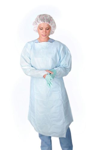 Polyethylene Thumb Loop Style Isolation Gowns, Blue, Regular/Large -Case of 75