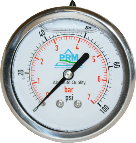 0-100 PSI PRM Pressure Gauge 2.5 Inch Stainless Steel Case Brass 1/4&#034; NPT Back