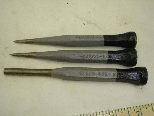 Lot of 3 dasco punch chisels #590 #545 center stone mason cold chisel nos for sale
