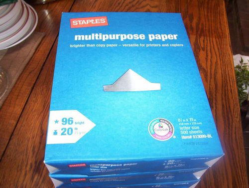 5 Reams Staples 8 1/2&#034; x 11 Copy/Print Paper 2500 sheets