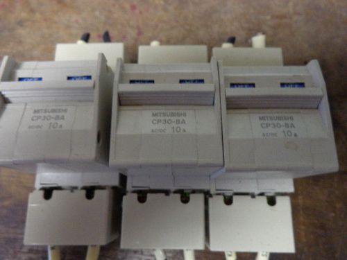 (3) MITSUBISHI CP30-BA-2P-10A CIRCUIT PROTECTORS