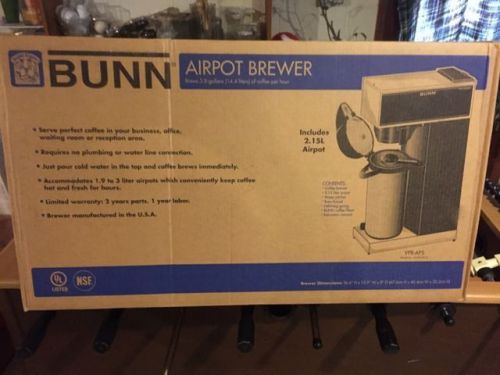 BRAND NEW BOX BUNN AIRPOT COFFEE BREWER BREWS 3.8 GAL PER HR VPR-APS 33200.OO12