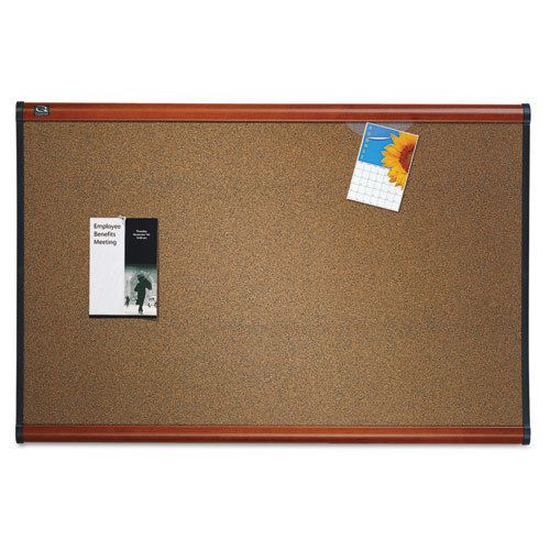 Quartet Prestige Bulletin Board, Cork, 36 x 24, Cherry Frame - QRTB243LC