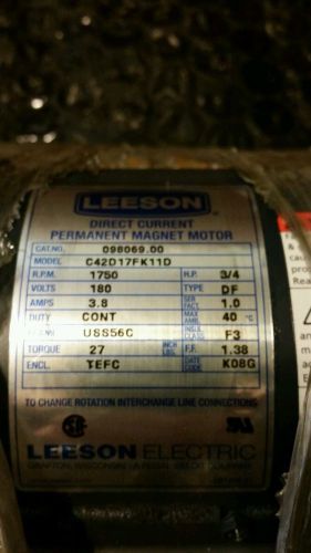 Leeson Motors 98069.00 DC Motor-3/4HP, 180V, 1750RPM, TEFC, Rigid C, C42D17FK1C
