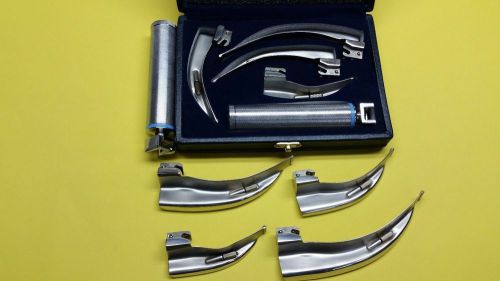 Macintosh Laryngoscope Set of 5 EMT Anesthesia +2 REPLACEMENT BULBS