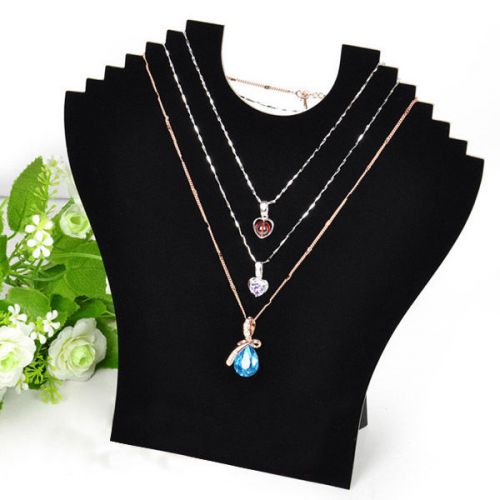 Necklace Bust Jewelry Pendant Chain Display Holder Stand Neck Velvet Easel Black