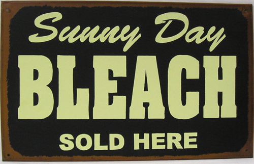 Sunny Day Bleach Sold Here Laundry Cleaning CLothing Vintage Rustic  Metal Sign