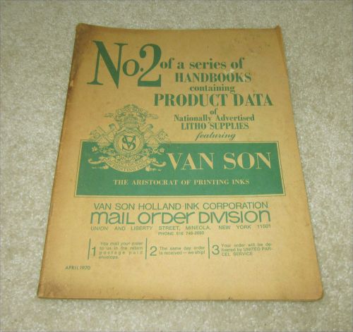 LETTERPRESS PRINTING 1970 Van Son Holland Ink #2 Handbook LITHOGRAPH SUPPLIES