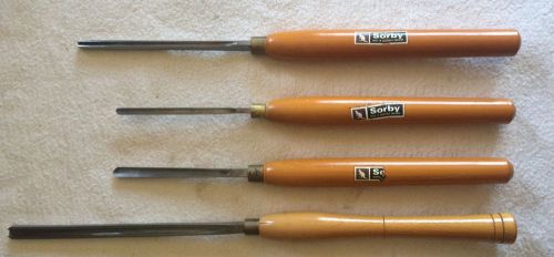 Robert Sorby Lot 4 - Vintage Long Wood Finger Gge Turning Lathe Chisels, 18-21