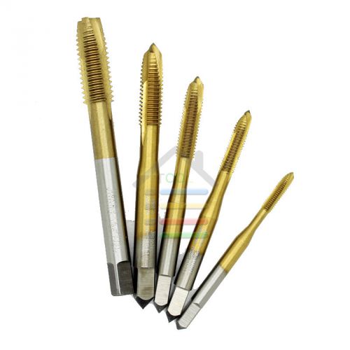 5pcs HSS Titanium Machine Taps Spiral Point Plug Thread 3 Flute M3 M4 M5 M6 M8