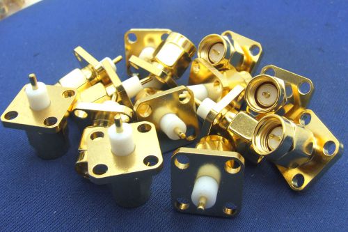 50 PCS copper SMA Male with 4 holes flange connector SMA Square Soldering