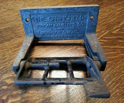 VNTG CAST IRON INDUSTRIAL TOILET PAPER ROLL HOLDER  SPRINGFIELD MORGAN ENVELOPE