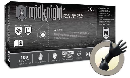 1000 Microflex Midknight Black Nitrile Gloves MK-296L