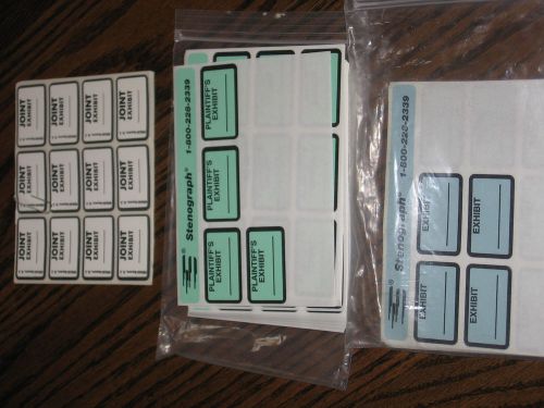 Assort Stenograph &amp; Blumberg Legal Exhibit Labels Stickers Joint Defendant&#039;s etc