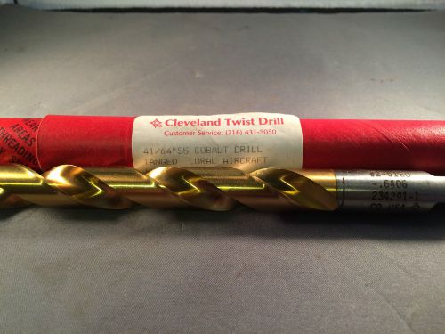 NIB 41/64&#034; Cleveland Loral Aircraft Cobalt Drill Tanged TiN Coating