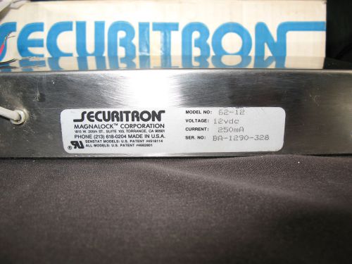 Securitron Model 62-12 voltage 12vdc Current 250 ma  Magnetic MAG Lock