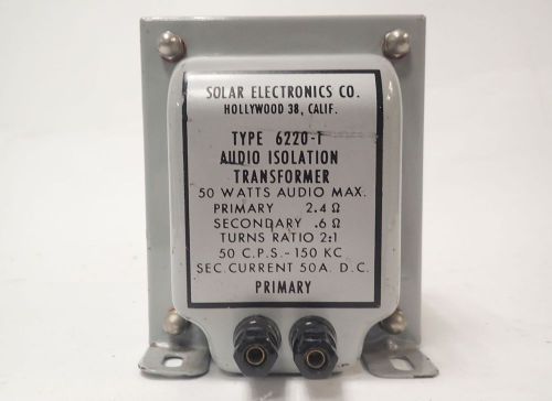 SOLAR ELECTRONICS TYPE 6220-1 AUDIO ISOLATION TRANSFORMER