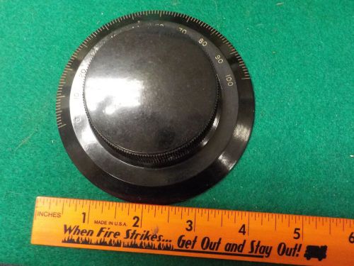 Antique Unmarked 4&#034; Bakelite Radio Dial 0-100 w/ 1/4&#034; Brass Shaft Excellent