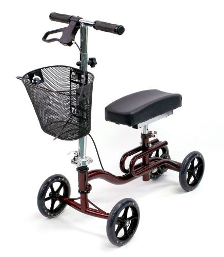 Knee Scooter Walker Foldable Leg Crutch Brakes Karman KW-100-BD Burgundy NEW