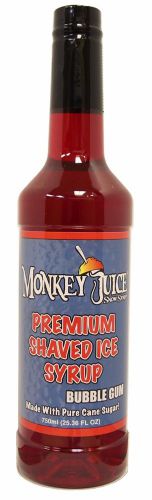 Bubble gum snow cone syrup - made with pure cane sugar - monkey juice brand for sale