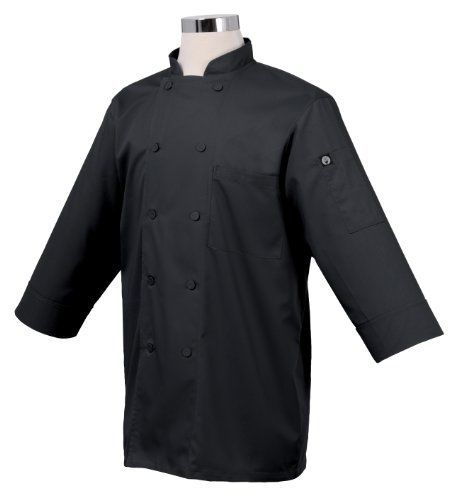 Chef works jlcl-blk-xs basic 3/4 sleeve chef coat, black, xs for sale