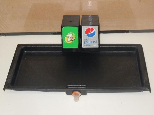 16&#034;x8&#034; Soda Fountain Black Commercial Restaurant Catch Tray W/Ad Caps 7UP Pepsi