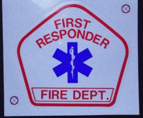 Avery FIRST RESPONDER - FIRE DEPT Vinyl RED Reflective Helmet Badge Decal USA