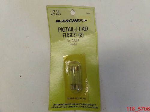 Qty=9 packs of 2 NOS Radio Shack Pigtail-Lead Fuses 1/2 Amp 250 V