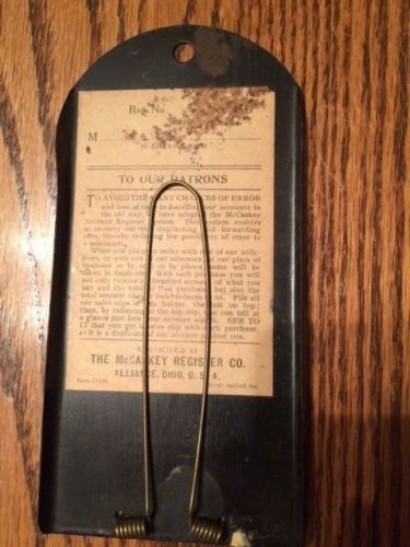 Antique Old Metal Restaurant The McCaskey Register Co Bill Receipt Clip Holder