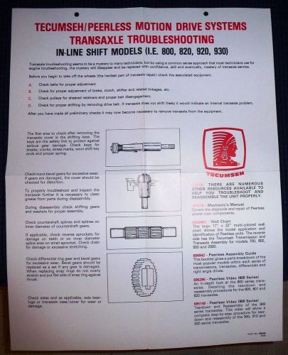 TECUMSEH TRANSAXLE TROUBLESHOOTING  SHOP WALL  MANUAL