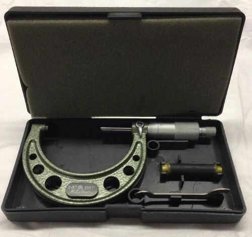 Mitutoyo 103-217 .0001 2-3&#034; Outside Micrometers In Case, Looks Great BRAZIL