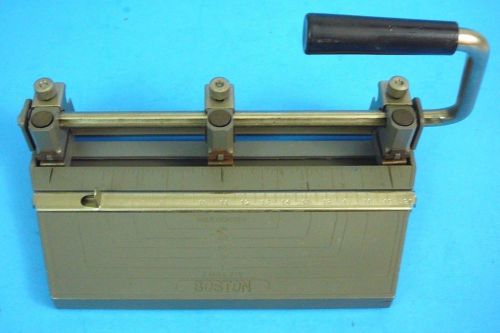 BOSTON Heavy Duty 3 Hole Punch Adjustable Puncher Hunt Mfg Co. Vintage